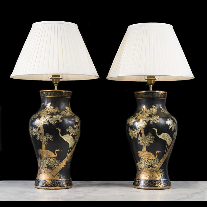 Large Pair of Chinoiserie Table lamps 