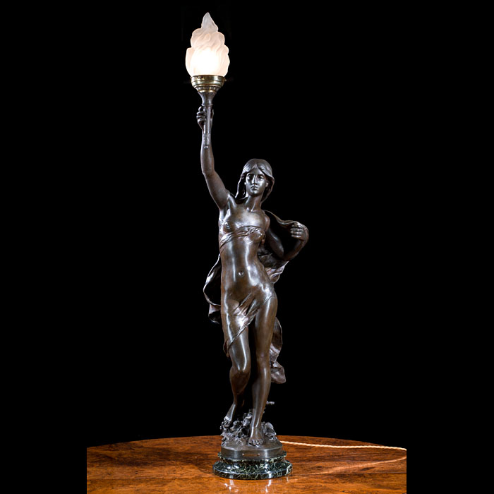  Antique Bronzed Figurative Lamp after Moreau 