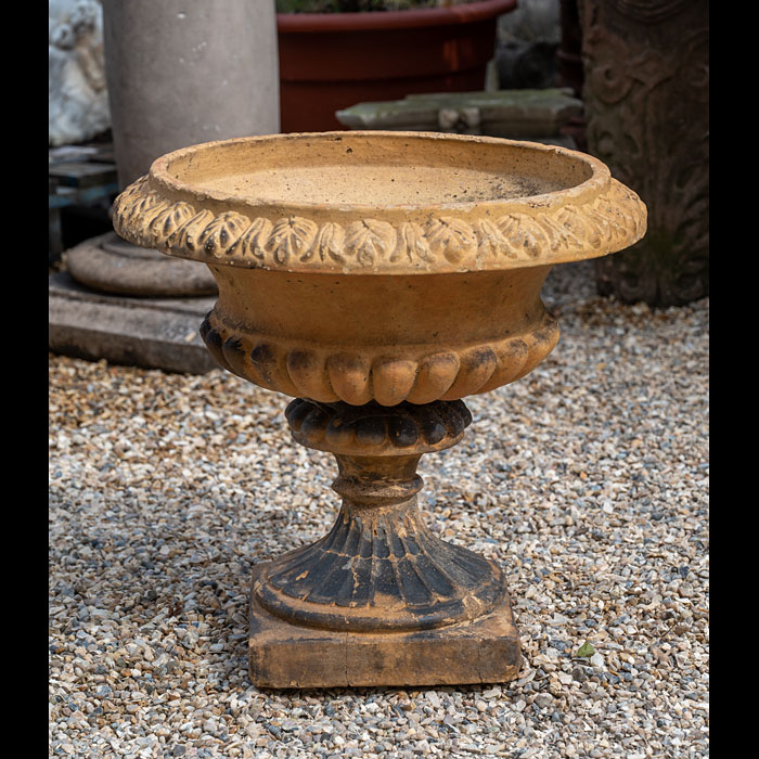 Antique Gadrooned Terracotta Urn 