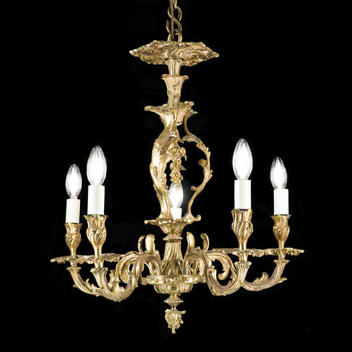 Five Branch Rococo Chandelier 