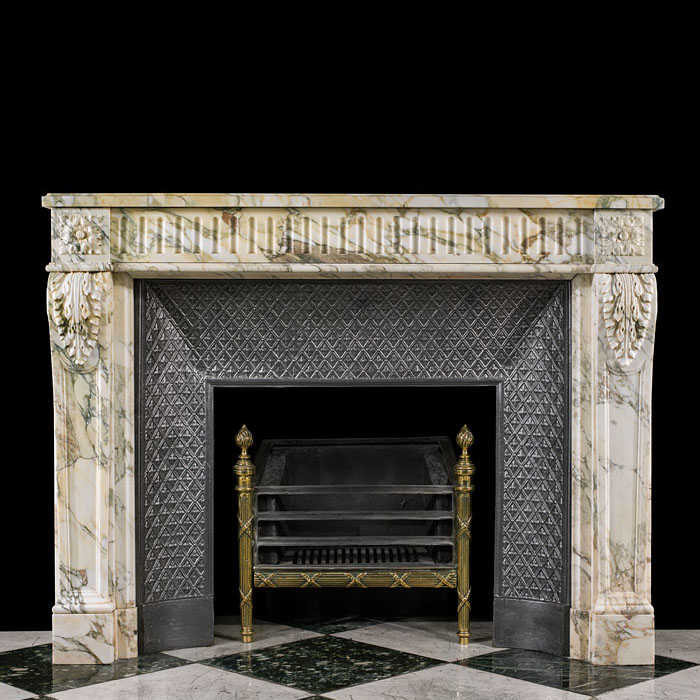 French Breche Marble Louis XVI Fireplace 