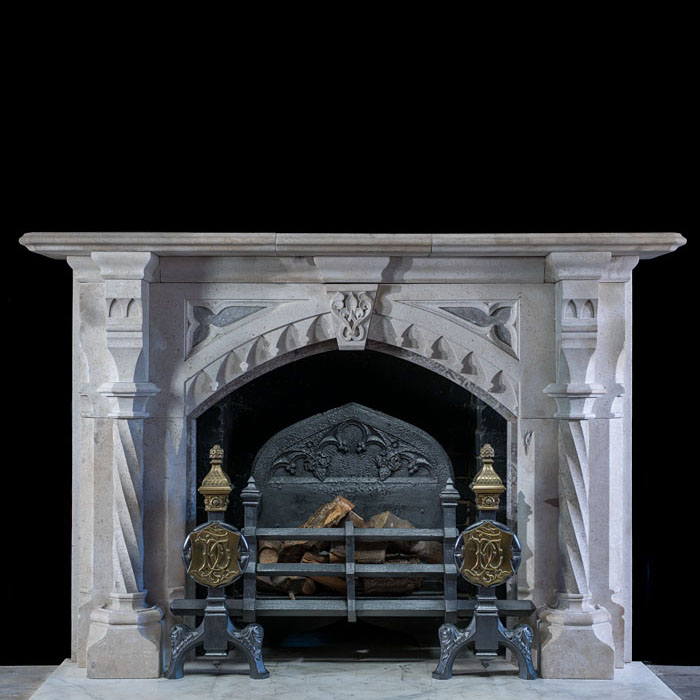 Stone Gothic Revival Fireplace 