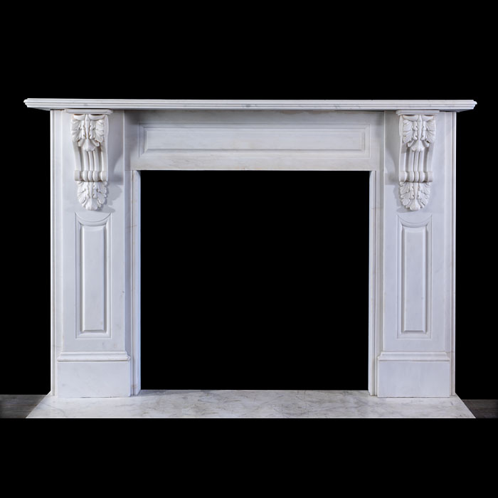 Victorian White Marble Acanthus Fireplace 