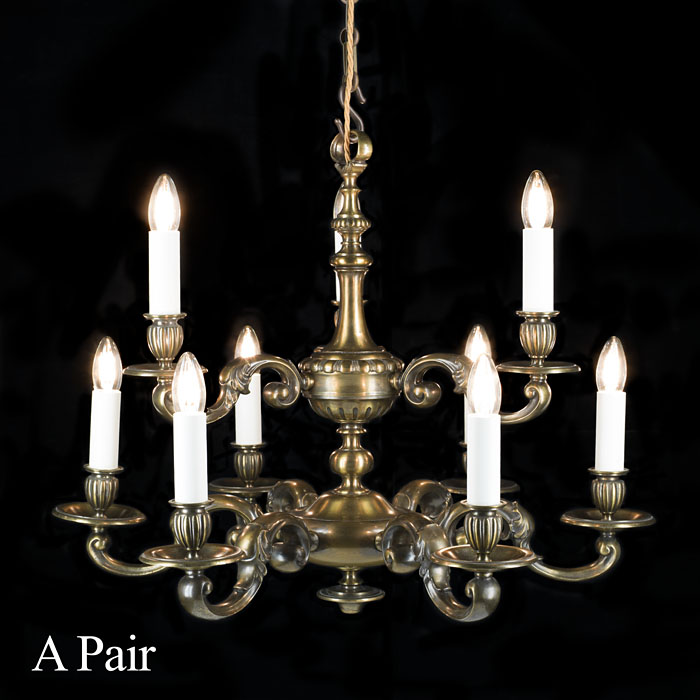 Patinated Bronze Dutch Style Chandeliers 