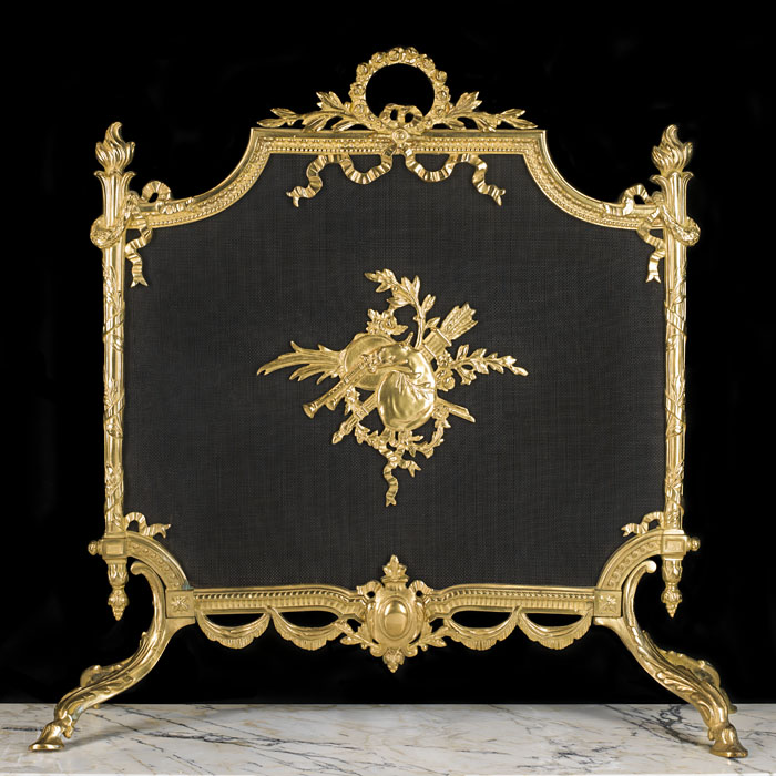 Antique Gilt Brass French Fire Screen 