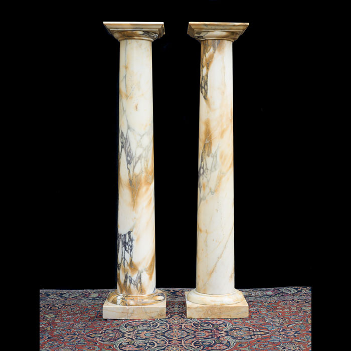 19th Century Pair of Siena Marble Columns 