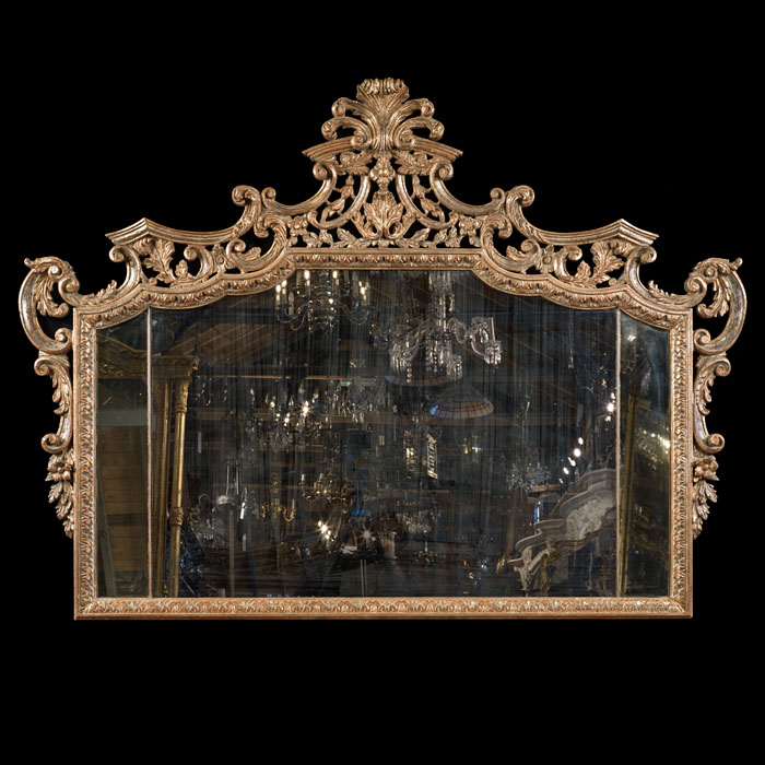 Large Chippendale Revival Overmantel Mirror 
