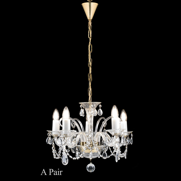 A Pair of Small Glass Chandeliers 