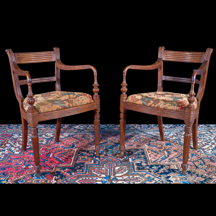 Pair of Rosewood Colonial Armchairs 