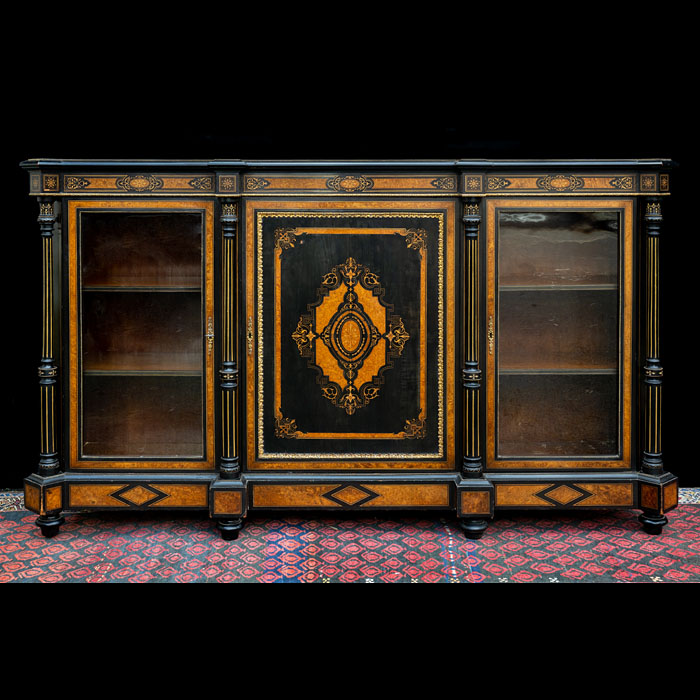  A Fine Victorian Ebonized Inlaid Credenza.