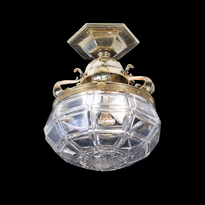 Brass and Faceted Brass Ceiling Light Fitting 