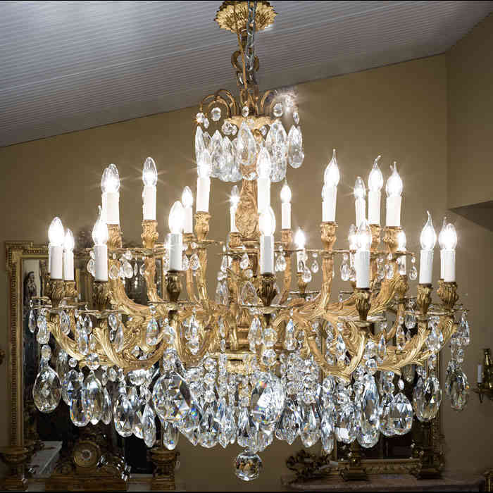 Magnificent Large Gilt Brass Chandelier 