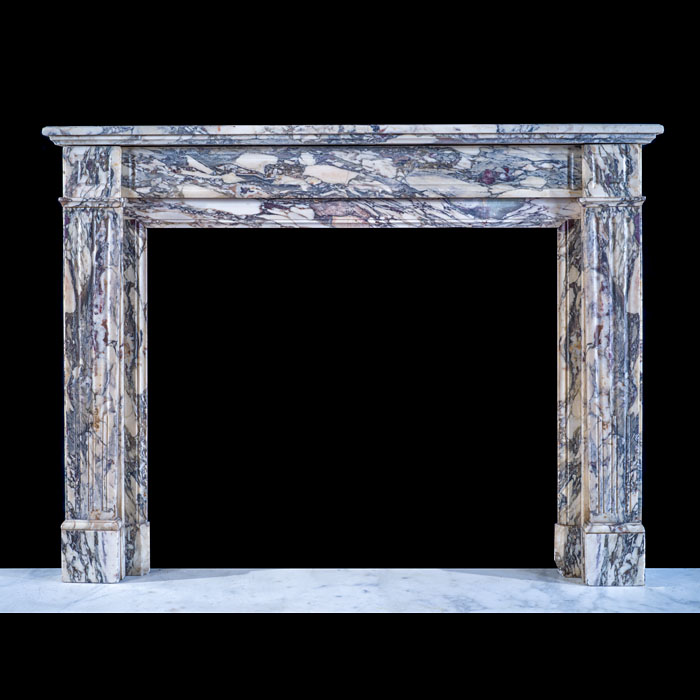 Spectacular Breche Violette Marble Fireplace 
