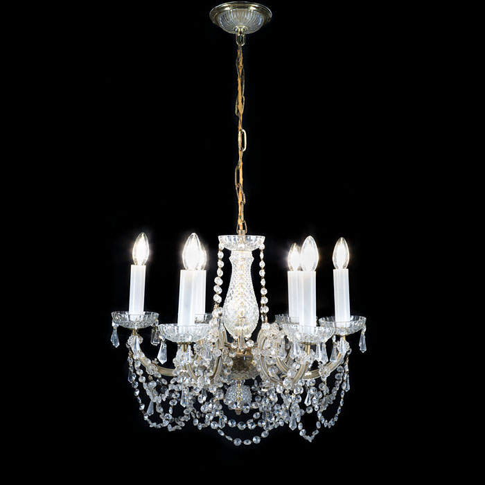 Small Cut Glass Six Branch Chandelier 