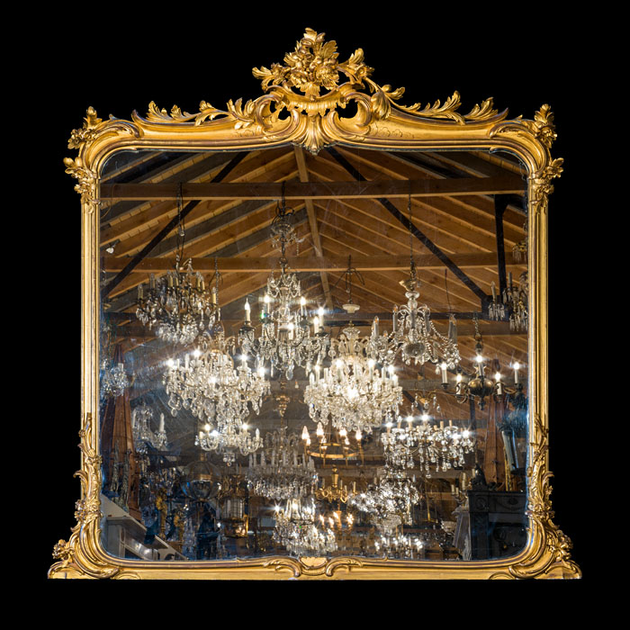 Large Giltwood Rococo Overmantel Mirror 
