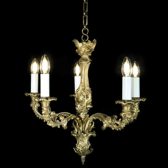 French Ormolu Four Branch Rococo Chandelier 