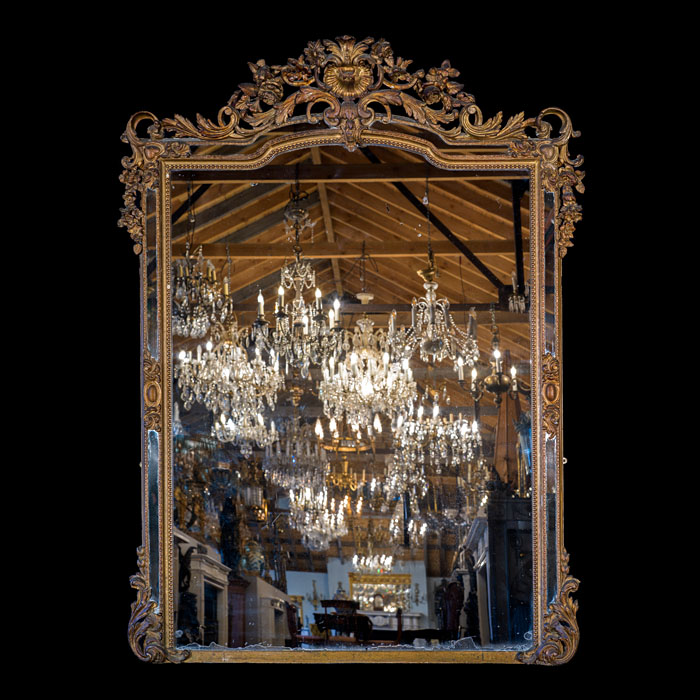 Large Gilt Gesso French Overmantel Mirror 