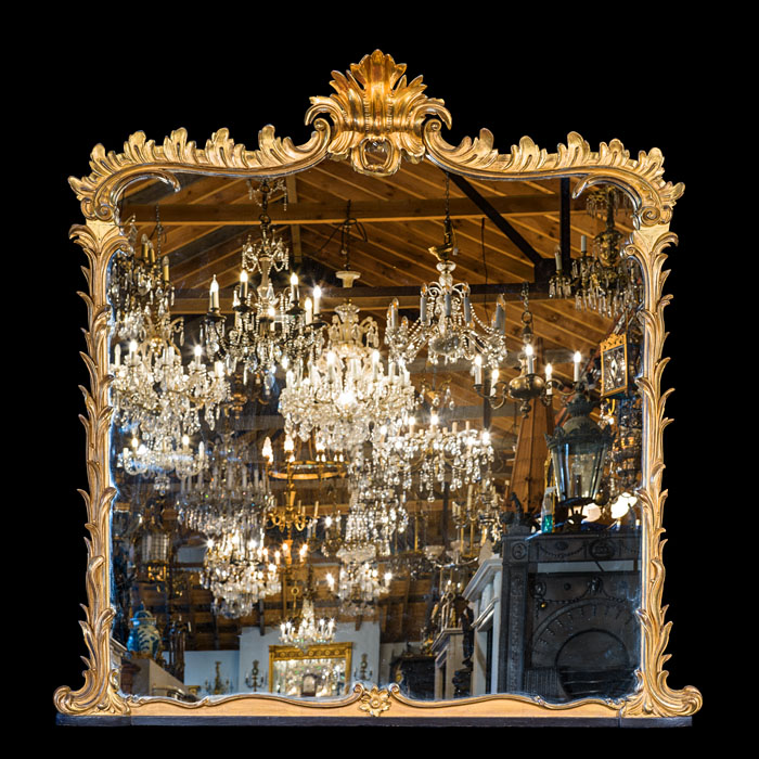 Large Giltwood Rococo Overmantel Mirror 