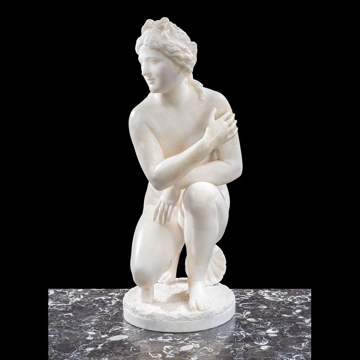  A Large Grand Tour Alabaster Sculpture of The Crouching Venus 