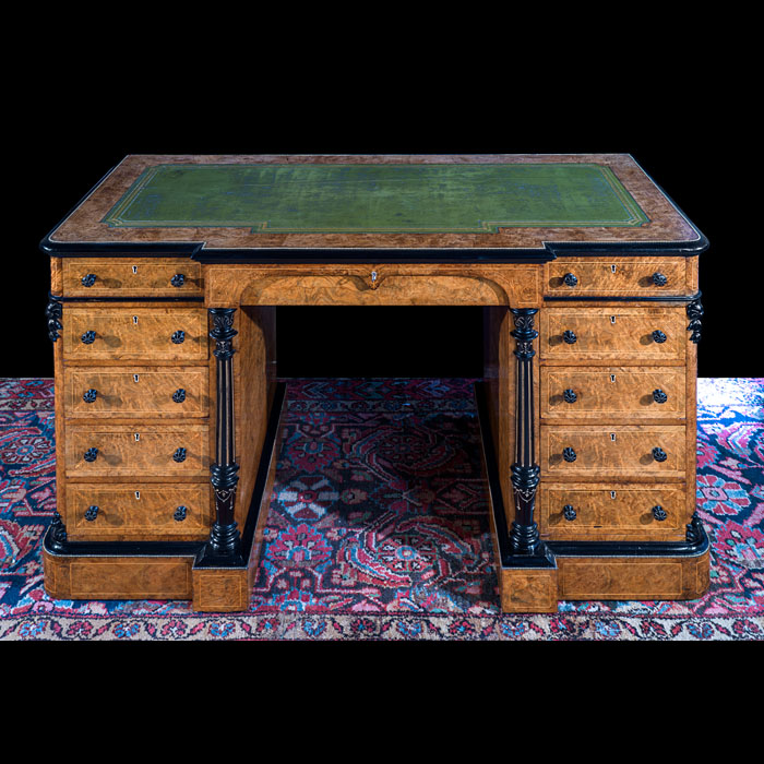 Fine Burr Walnut Desk in Manner of Gillows 