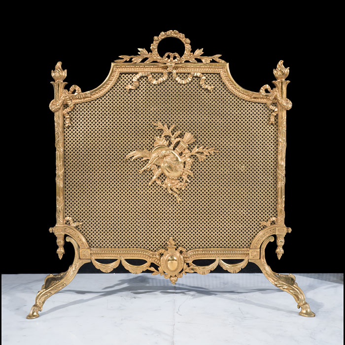 French 19th Century Gilt Brass Firescreen 