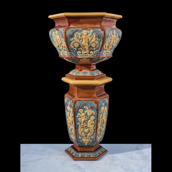 Large Doulton Faience Jardinière and Stand 
