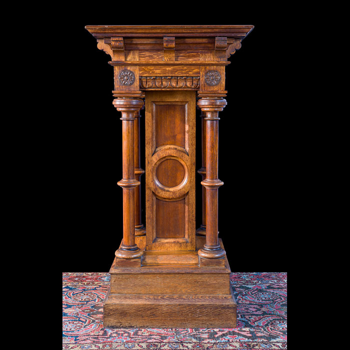 Large Victorian Oak Pedestal for Sculpture 