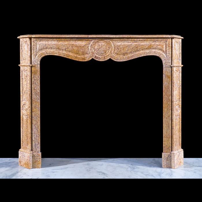 Small Coral Toned Marble Pompadour Fireplace 