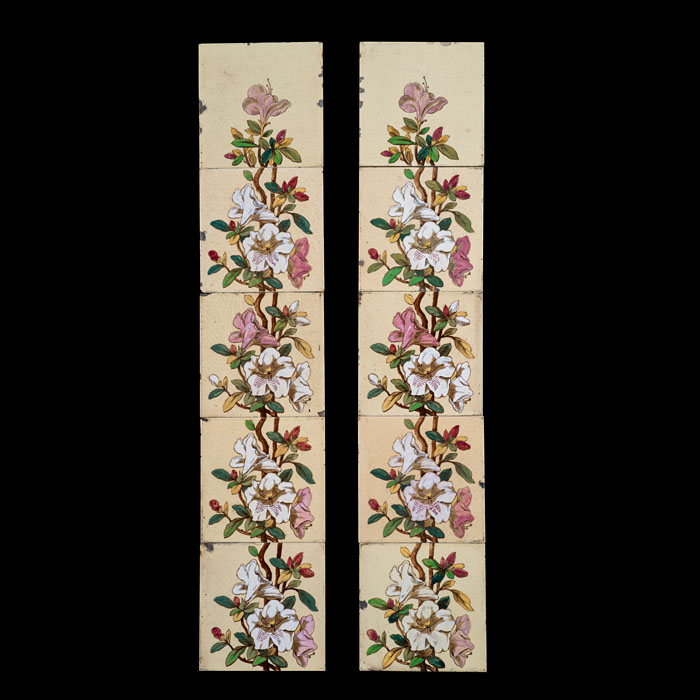 A set of Ten Late Victorian fireplace tiles