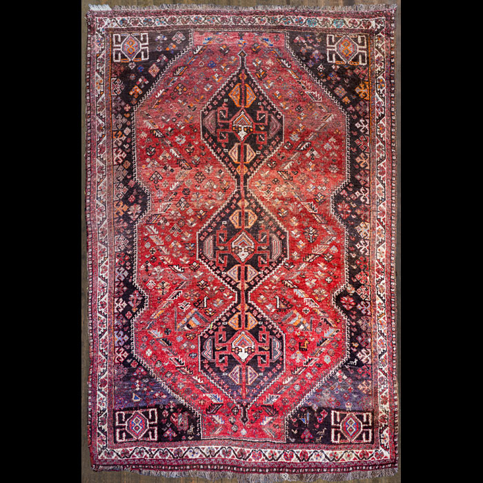 Wool Shiraz Carpet on Red Ground 