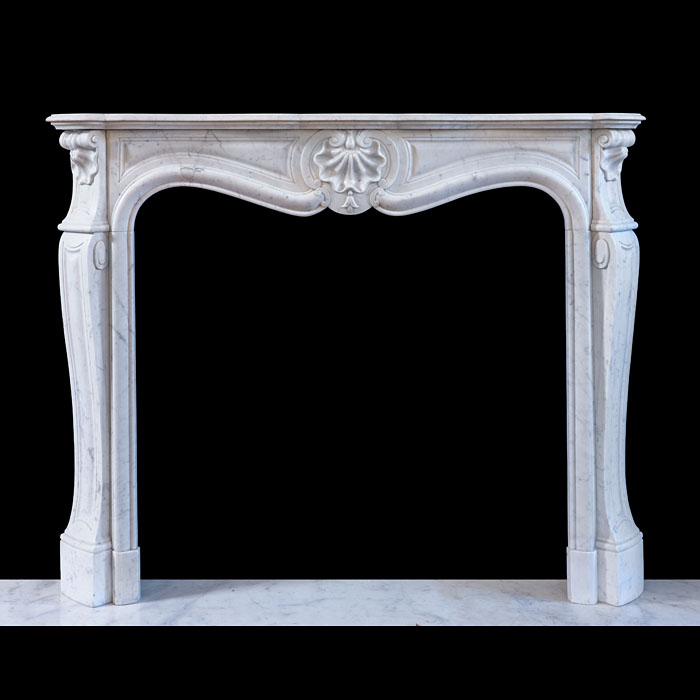 A Small Louis XV Rococo Carrara Marble Fireplace 