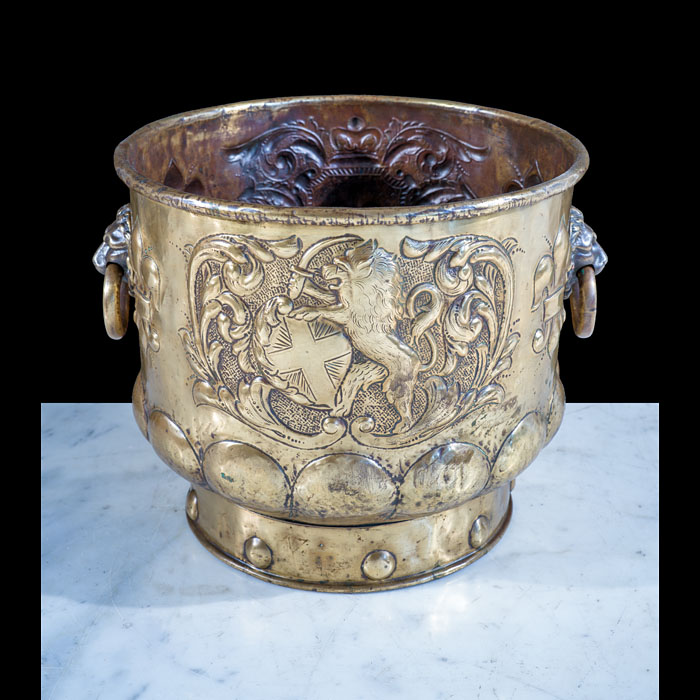 18th Century Brass Dutch Log Bin 
