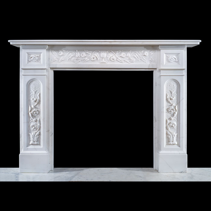 A Charming Victorian Carved Statuary Marble Fireplace 