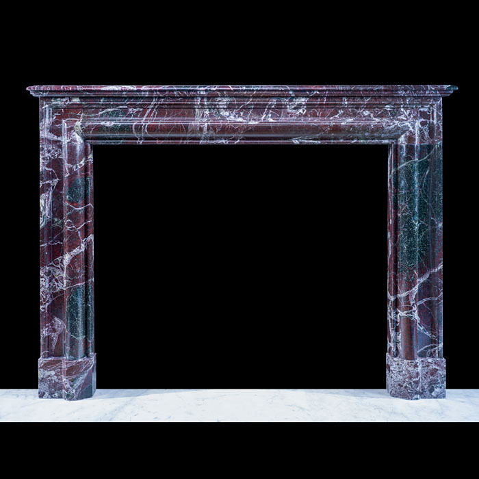 French Bolection Fireplace in Dramatic Campan Marble 