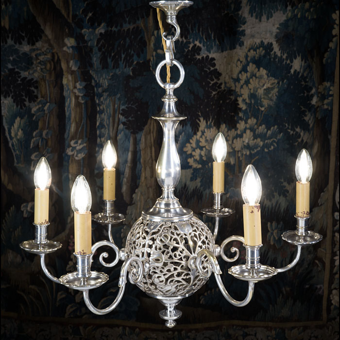 Elegant Dutch Style Six Branch Pierced Chandelier 