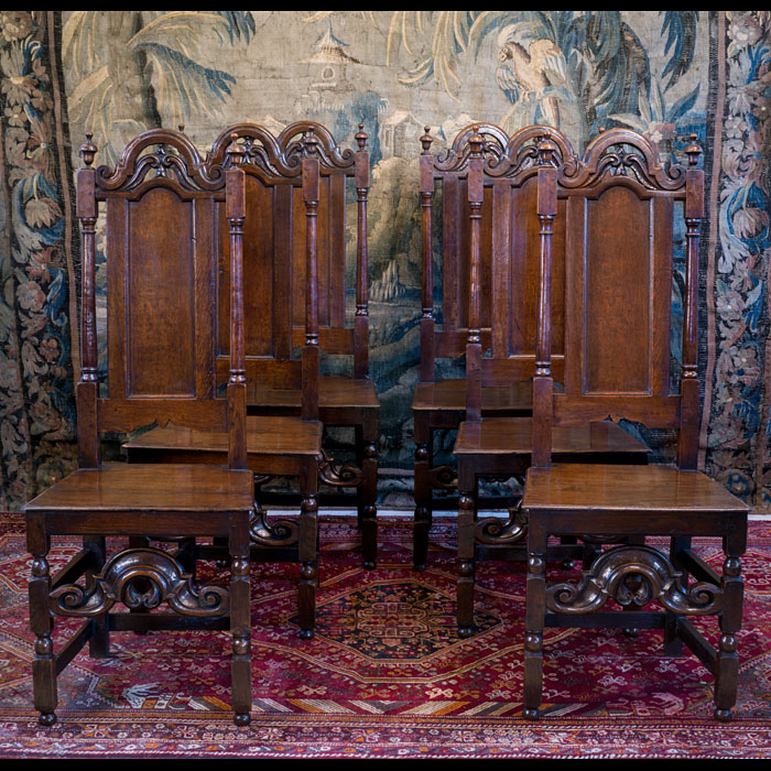 A Set of Six William and Mary Period Dining Chairs in Oak 