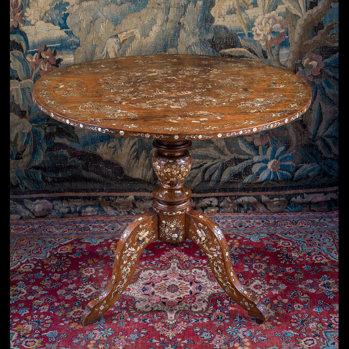 Spectacular Chinese Table with Mother of Pearl Inlay 