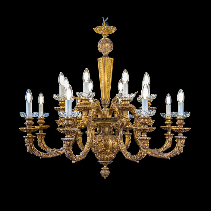 Grand 14 Branch Brass Chandelier in the Régence Style 