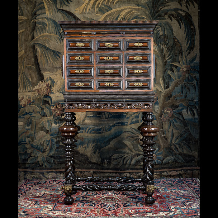 A Fine Rosewood Contador Cabinet with Brass Mounts 