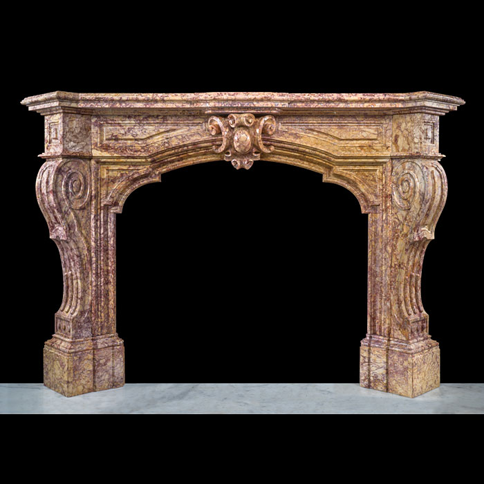 Large and Grand Brocatelle Baroque Style Fireplace 