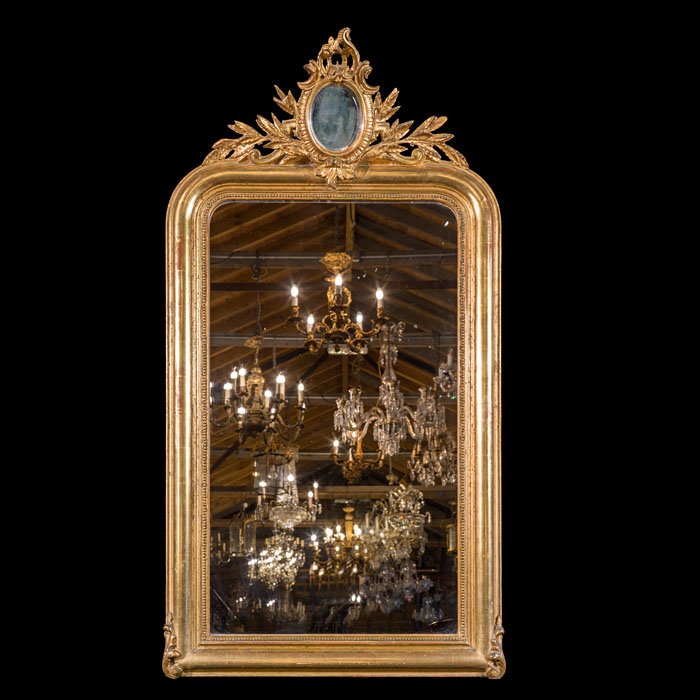 Elegant Louis-Philippe Gilded Mirror with Mirrored Surmount 
