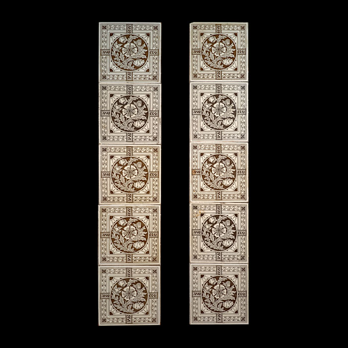 A Set of Ten Victorian Minton Aesthetic Movement Tiles