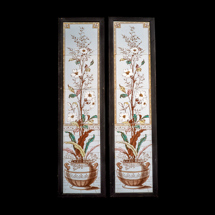 A Pair of Carron & Co Five Tile Victorian Fireplace Panels