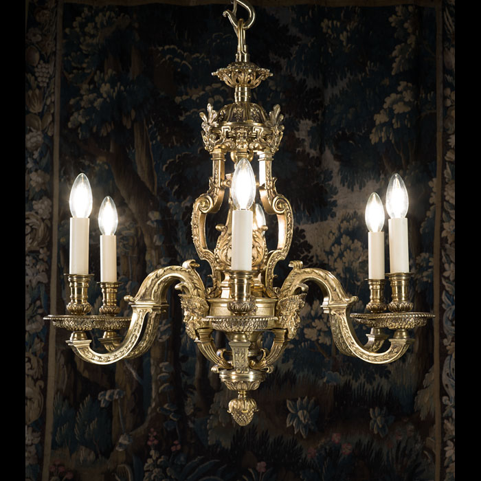 A Ornate Gilt Bronze French Chandelier 