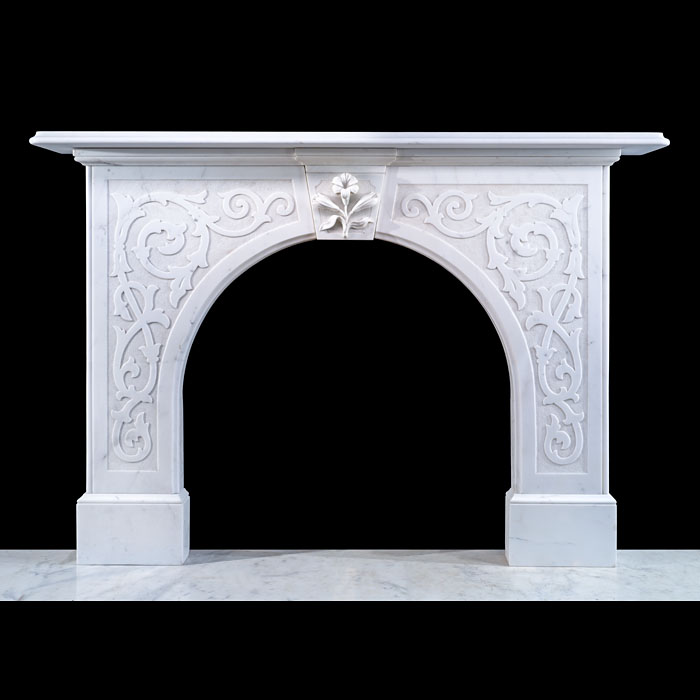 Victorian Arched Fireplace with Strapwork 