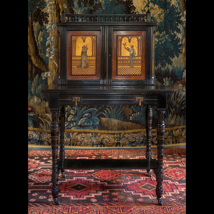 A Victorian Aesthetic Movement Gilded Ebonised Writing Desk