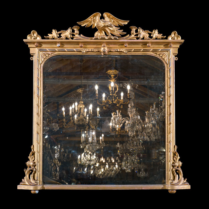 Antique Giltwood Overmantel with Eagle Surmount 