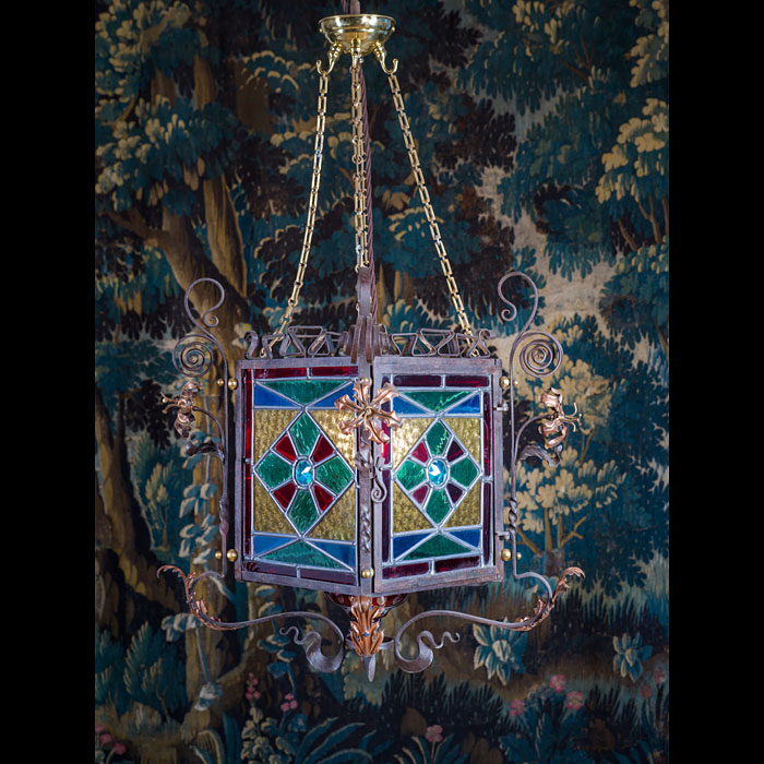 Arts and Crafts Stained Glass Lantern 