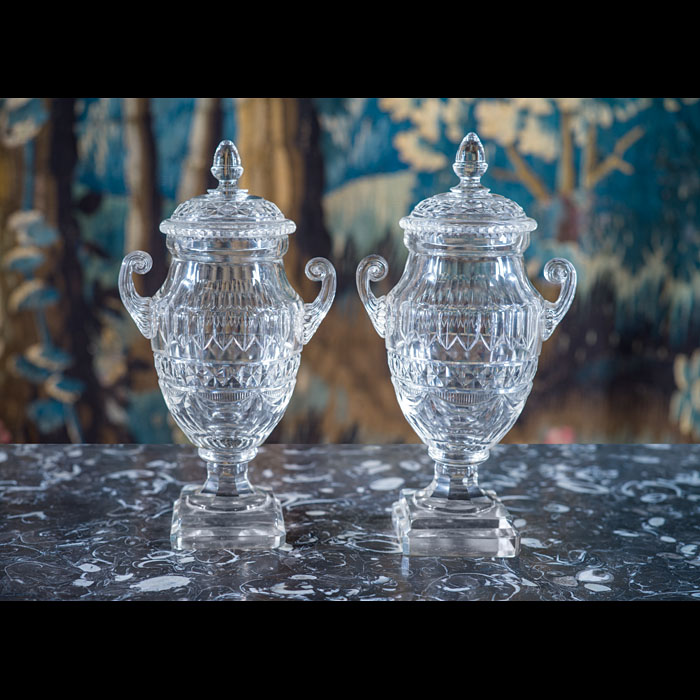 A Pair of Georgian Irish Crystal Sweetmeat Jars 