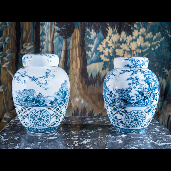 A Pair of Hand-painted Japanese Seto Ware Vases 